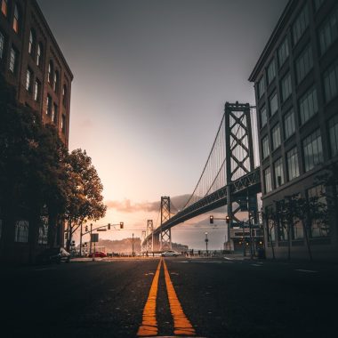 a view of the golden gate bridge from across the street