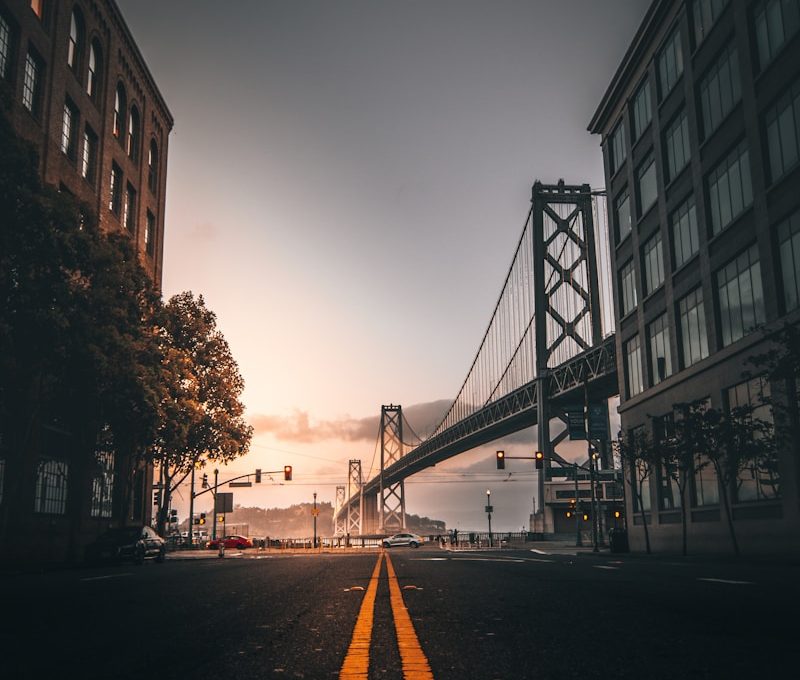 a view of the golden gate bridge from across the street